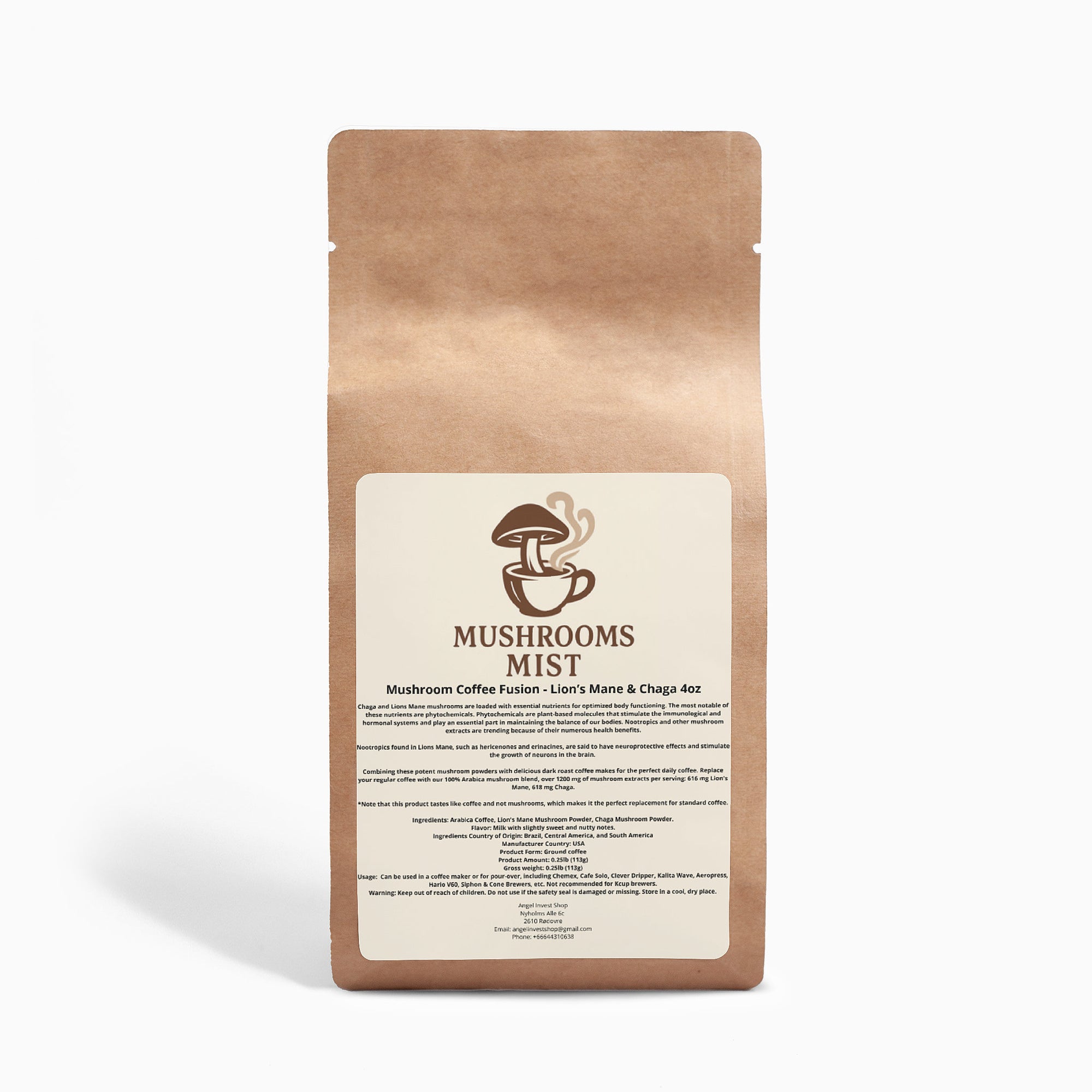 Mushroom Coffee Fusion - Lion’s Mane & Chaga 113 gram.