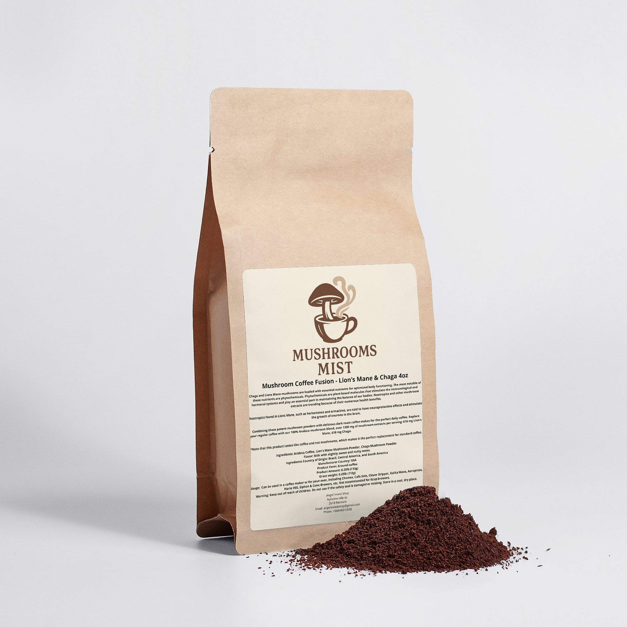 Mushroom Coffee Fusion - Lion’s Mane & Chaga 113 gram.